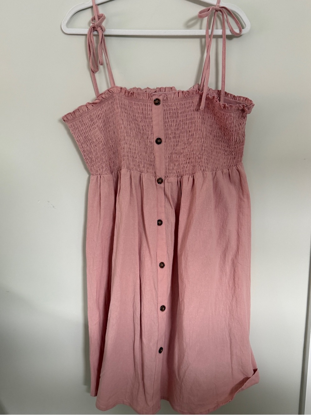 SHEIN Dusty Rose Button-Front Smocked Sundress